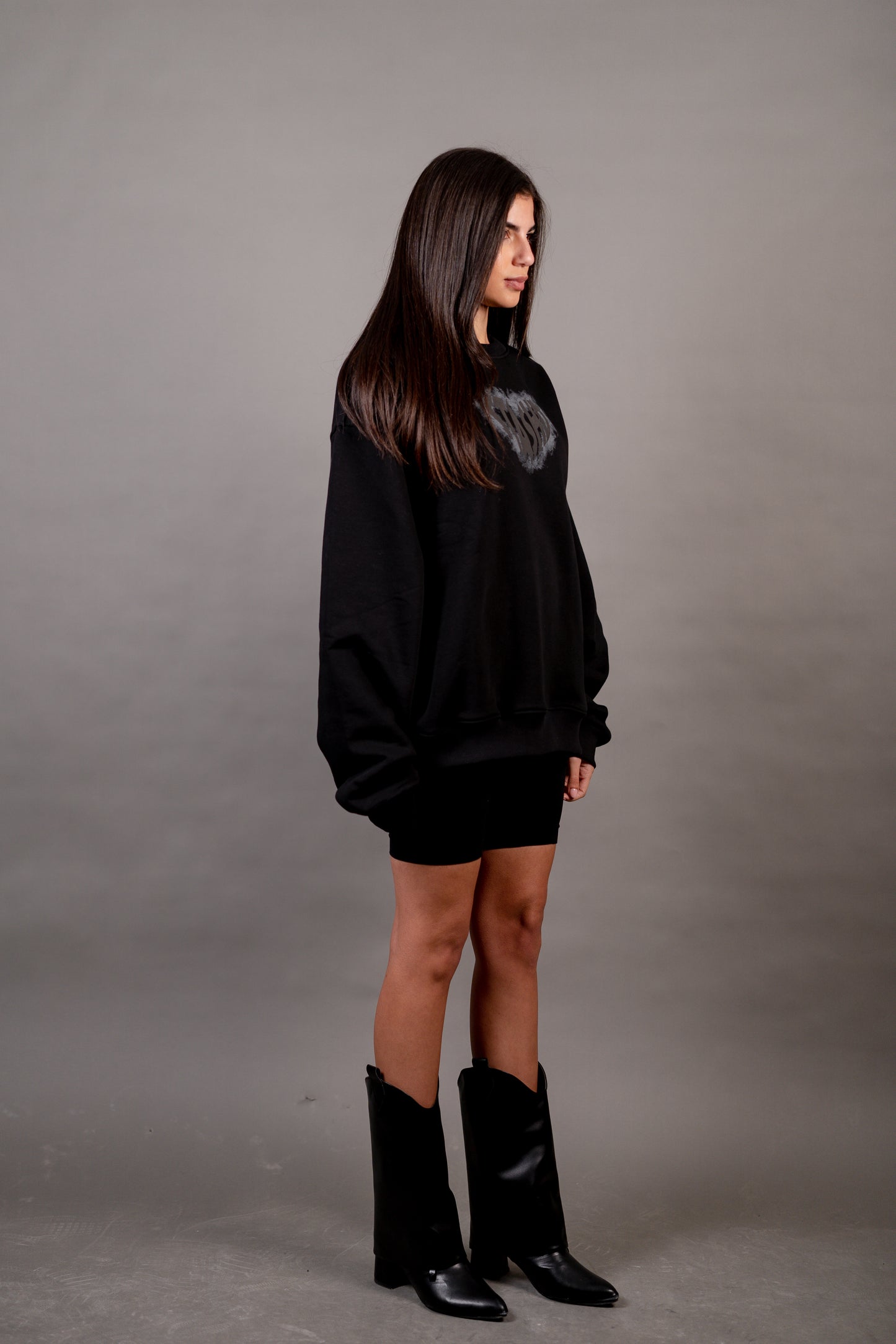 Black Puff Crewneck